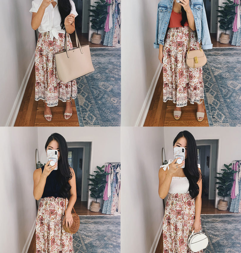 Summer Outfits for Women: Four Ways to Wear a Pink Boho Midi Skirt
